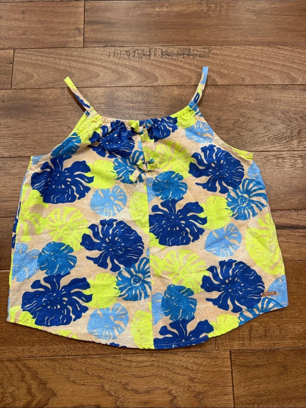 Tahari Girl 2 Piece Pants Tank Top Set Tropical Leaves- Size 10